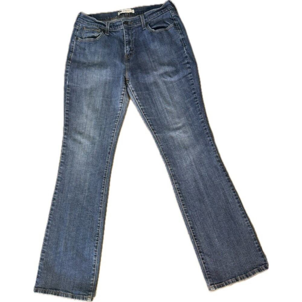 Levi's Women's Blue Denim Stretch 515 Boot Cut Jeans Dark Wash Size 12 L - Picture 2 of 7